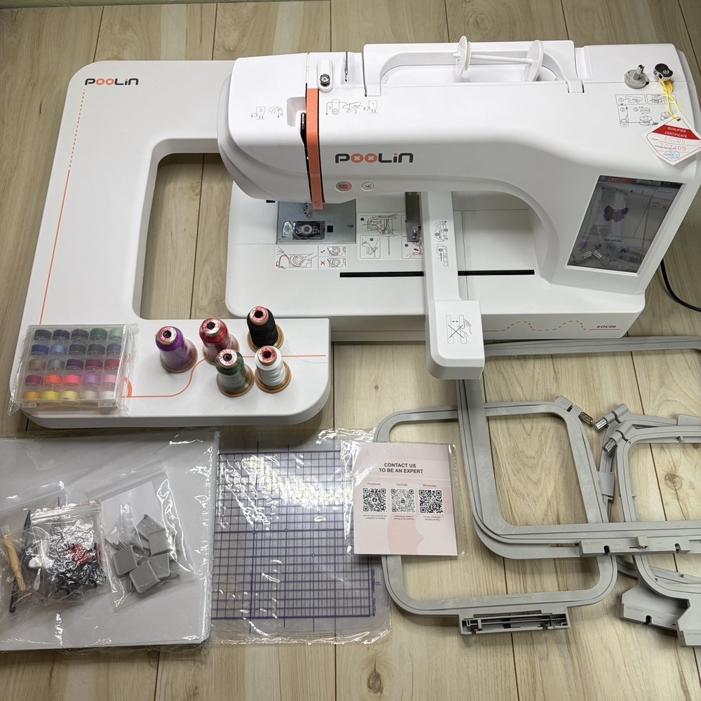 PooLin EOC06 Computerized Embroidery Machine 11x7.9" Touchscreen WiFi USB